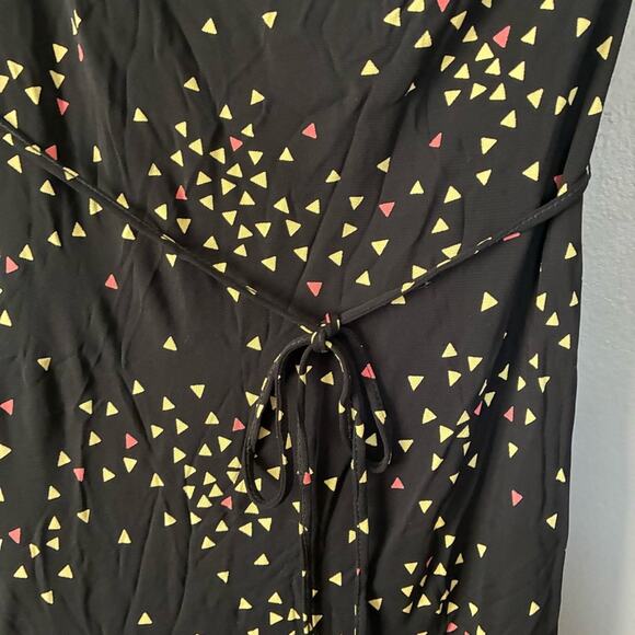 VINTAGE BEBE Slip Dress Cowl Neck 90s Y2K black Print tie waist size S - Picture 5 of 9